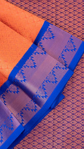 Orange and Blue Kanchipuram Silk Saree